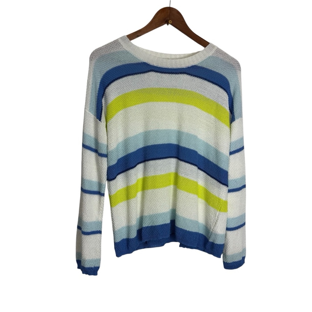 Maude Vivante Striped Blue‎ and Yellow Light Knit  Women's Sweater